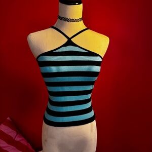 OAK + FORT Blue Striped Knit Top